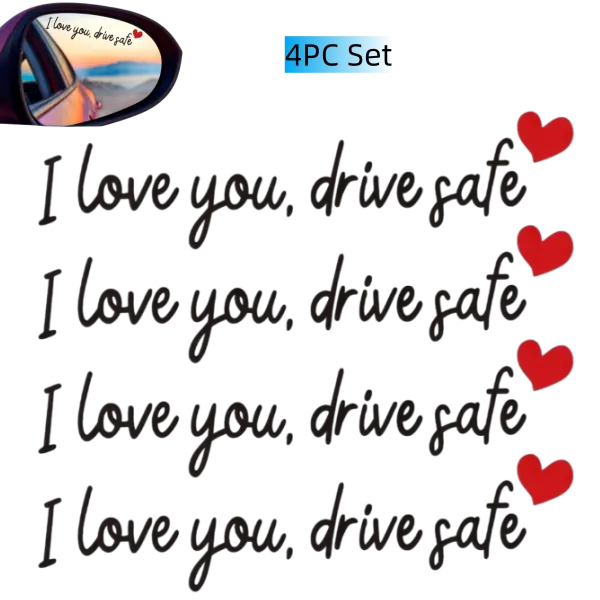 4pcs I Love You Drive Safe Car Stickers,Pattern Car Mirror Sticker, Car Rearview Mirror Decal, Vinyl Die Cut Decal, Universal Car Exterior Accessories,Faith Gift,SummerVibes