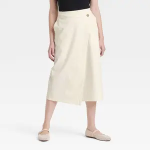 Women's Midi Wrap Skirt - Universal Thread Cream 2