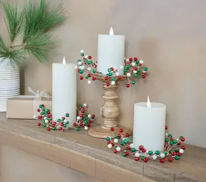 Set of 3 Glittered Beaded Candle Rings by Valerie Set of 3 Glittered Beaded Candle Rings by Valerie