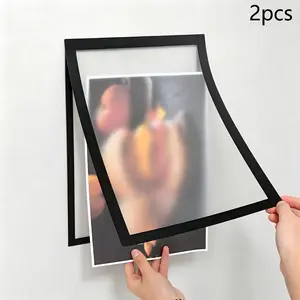 2pcs A4 Magnetic Self-Adhesive Photo Frames – Portable Wall-Mounted Plastic Photo and Document Display Frames, Suitable for Photos, Magnetic Whiteboards, Minimalist Decor – Magnetic Photo Frames and Folders, No Screws/Installation Required