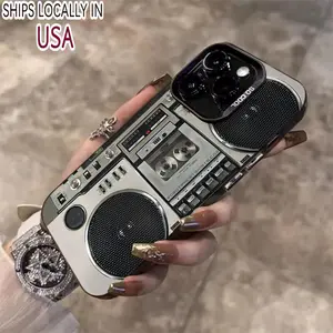 Vintage Radio Pattern Design Phone Case for iPhone 7 8 XR 11 12 13 14 Plus 15 16 Pro Max