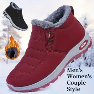 Rain Core | Fleece Lined Winter Ankle Snow Boots | Side Zip Non-Slip Warm Cold-Weather Shoes for Couples