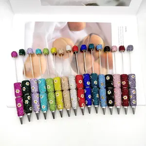 5pcs Fantasy Flower Acrylic Bead Pen Set, DIY Jewelry Making Kit with Plant Details, Handmade Gradient Creative Design, No Power Needed