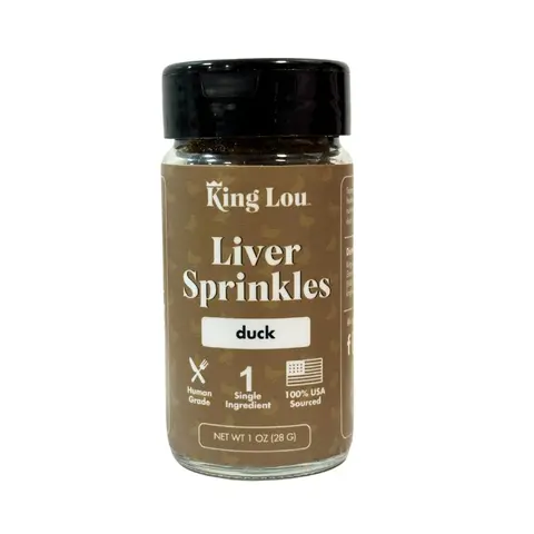 King Lou Duck Liver Sprinkles Topper for Dogs and Cats 100% USA Sourced Single Ingredient Premium Quality Supplement