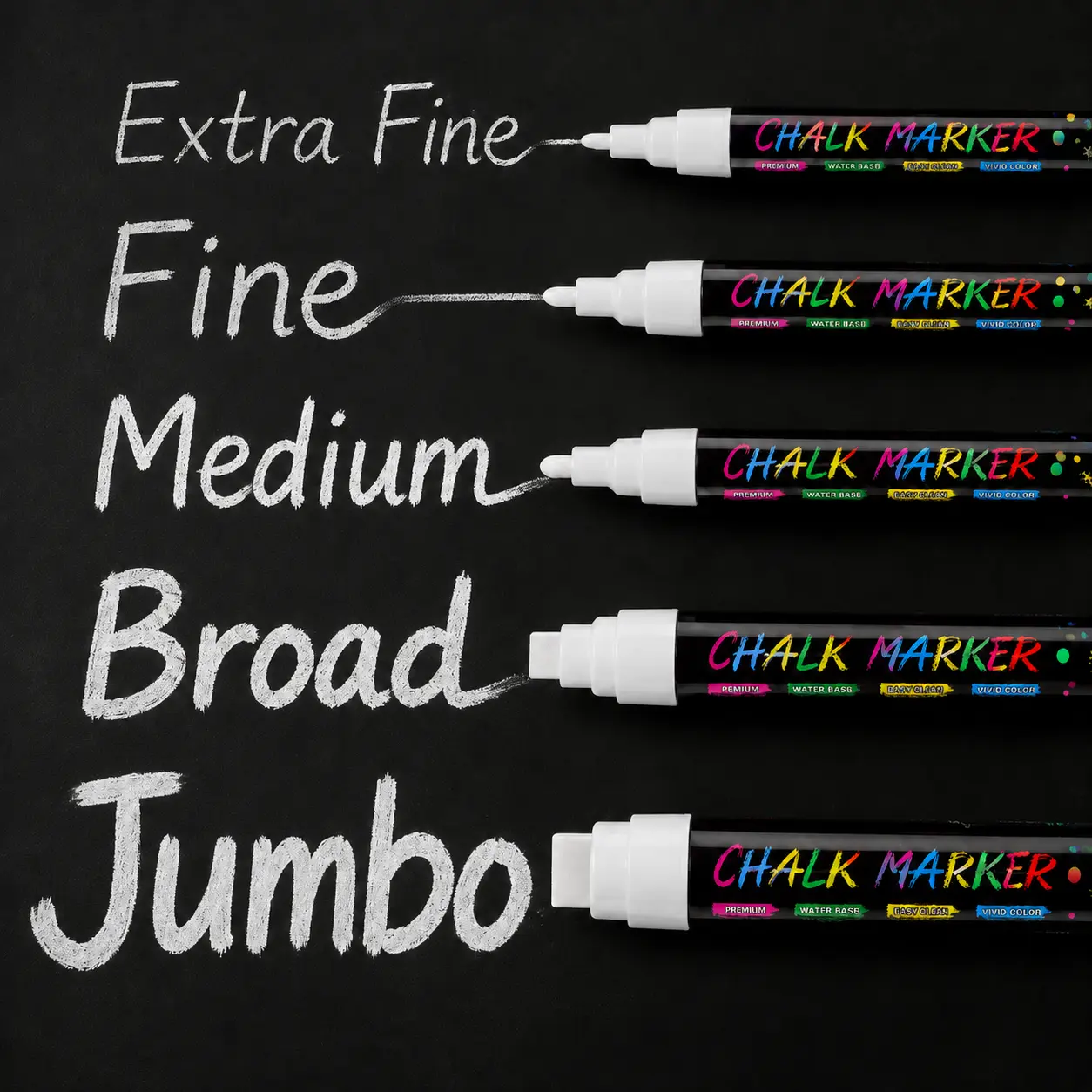 Liquid Chalk Markers with Multiple Tip Sizes, Erasable Chalk Pens with Smooth Writing & Easy Cleanup, Perfect for Blackboard, Glass, Window, Metal & DIY Art Projects
