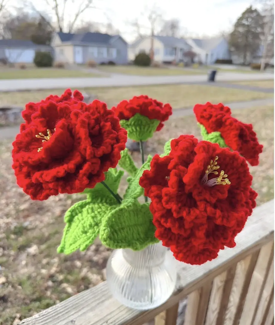 Crochet Peonies flowers decoration Colorful Crochet Peonies flowers decoration Colorful
