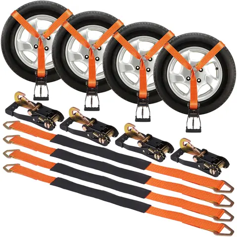 VEVOR 4-Pack 2"x120" Polyester Ratchet Tie Down Straps with Snap Hooks, Ratcheting Buckle, Molded Handle, Fast Lock, Adjustable Ropes, 5512lbs Working Load, 11023lbs Breaking Strength, UV-Resistant Truck Accessories for Outdoor Transportation,toolupgrade