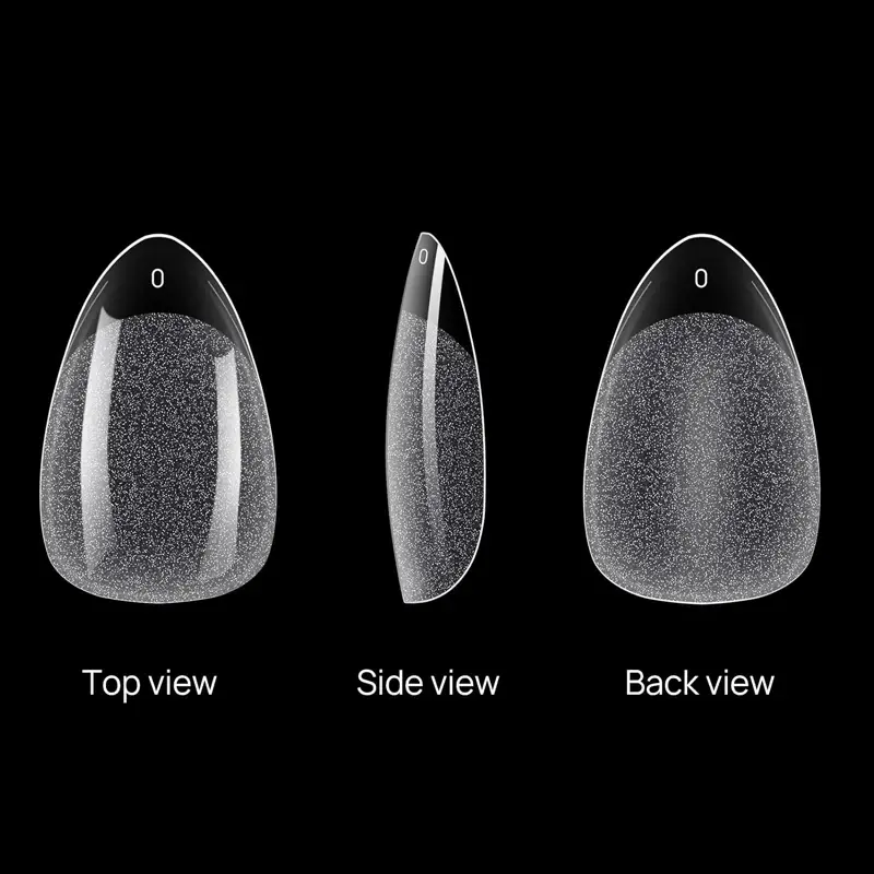 600 Pieces of Short Almond-Shaped, Trapezoidal, Square Semi-Matte Transparent Acrylic Nail Extensions, Suitable for Nail Extension Tools