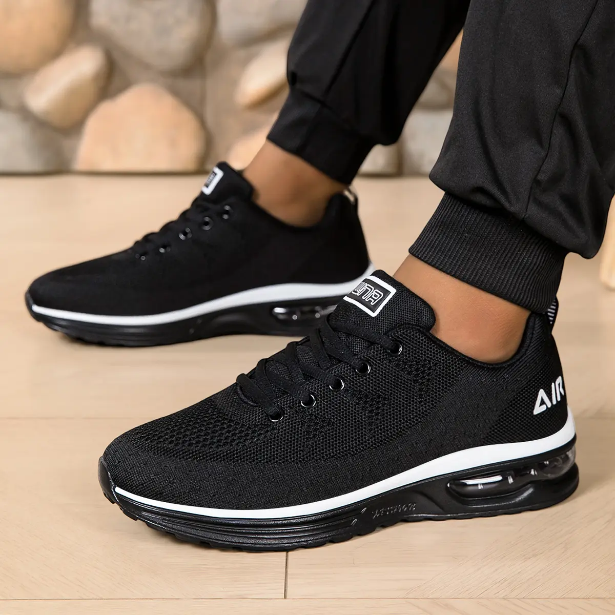 Men's Air Cushion Athletic Running Shoes - Breathable Non-Slip Sole Sneakers with Removable Sockliner, Sports Lining for Gym Workout