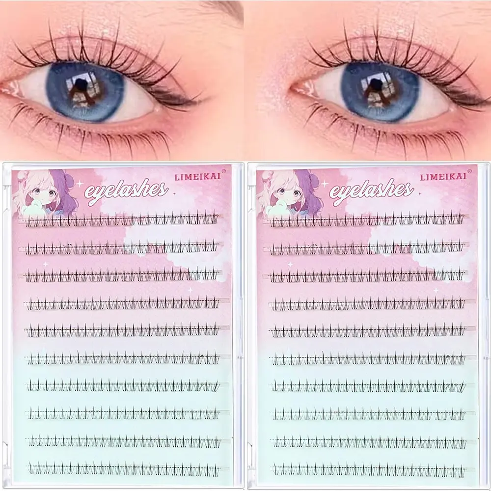 2 boxes Self-Adhesive False Eyelashes, Small Flame Lower Lash 240 Clusters, Natural Look, Beginner-Friendly Segmented Design, Soft No-Glue Application, Glueless Lower Lashes