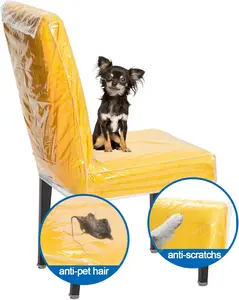 21x20 Inch Plastic Dining Chair Cover, Protector Seat Chair Free from Cat and Dog Scratches, Stains, Easy Clean Clear Vinyl Protectors (6 Pack)