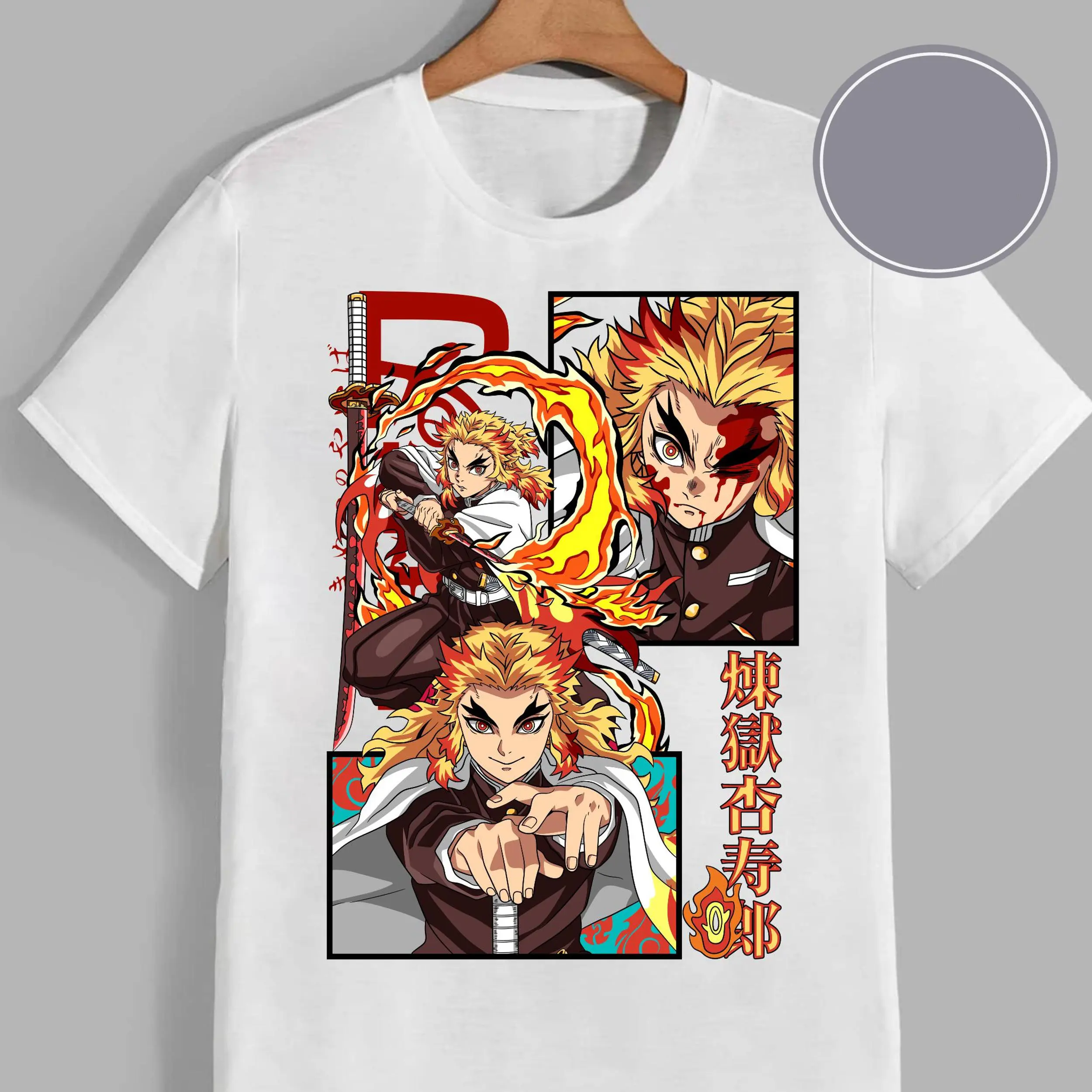 Rengoku Kyoujurou Demon Slayer Anime Graphic Tee, Rengoku Hashira Kimetsu No Yaiba Anime Youth Shirt, Rengoku Demon Slayer Anime T-Shirt for Men, Women and Kids