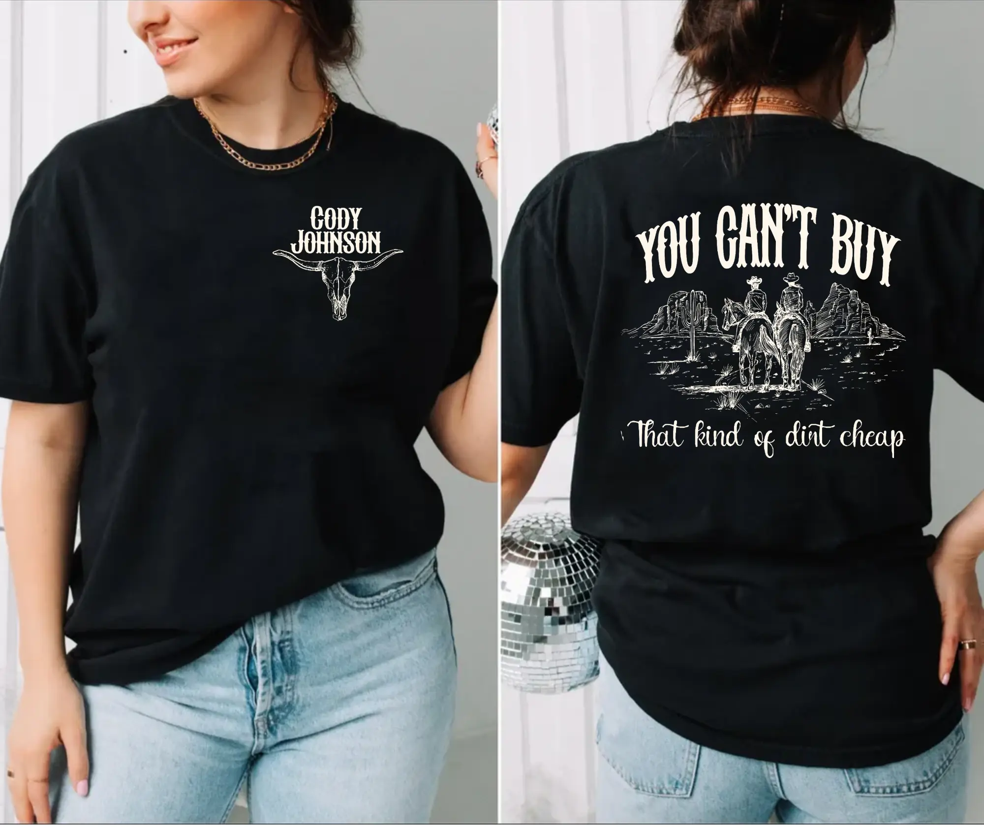 C0dy J0hnson Bullhead 2 Sides T Shirt, Country Music Top, Concert Outfit Merch, Unisex Short Sleeve Tee Shirt, Casual Clothing