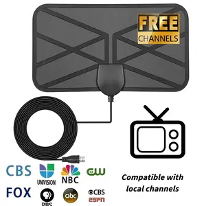 Digital TV Antenna 50 Mile Range Indoor Amplified Antenna,Supports 4K  /1080P  HD for More Free Channels, Multi-Directional Reception,  Thin & Easy to Install with 10ft Coaxial Cable，Home Entertainment Full HD NBC ABC HSN