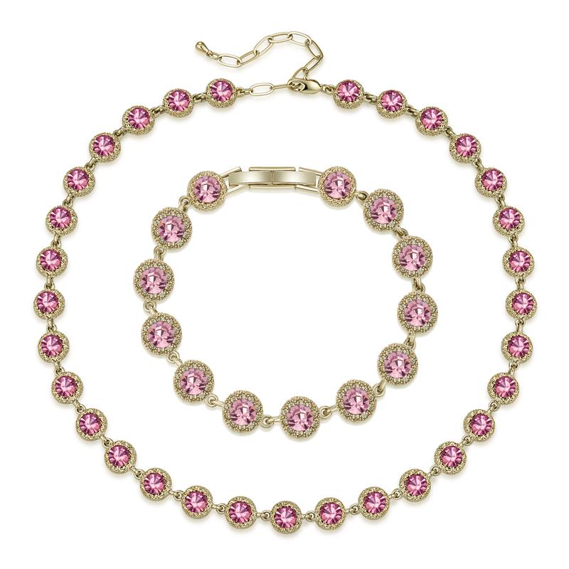 Czech Diamond Necklace & Bracelet Set – Romantic Jewelry Gift for Girlfriend, Anniversary & Birthday