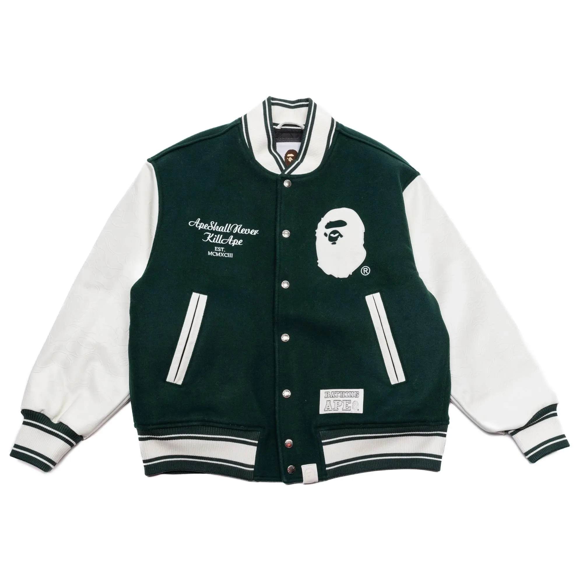 A Bathing Ape BAPE Varsity Jacket in Green