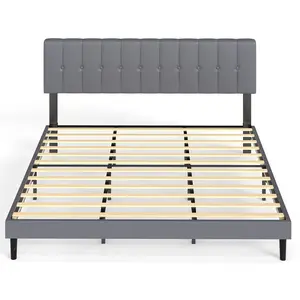 Twin/Full/Queen/King - Fabric Upholstered Sturdy Wood Slats No Box Spring Needed Modern Design with Upholstery Platform Bed