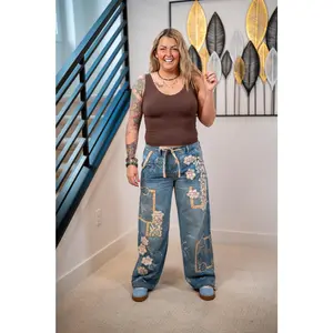 Oli & Hali Floral Patchwork Denim Pants