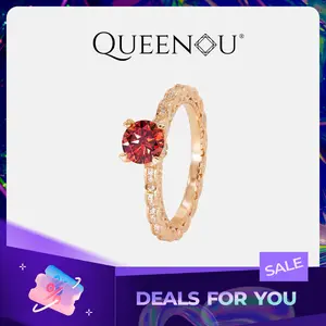 【291】Valentine's Flash 1 Carat Rose Red Synthetic Moissanite Ring