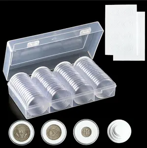Coin Capsule Set 60 Pieces 40.6mm Includes 8 Sizes Adjustable Foam Gaskets and Storage Organizer Box