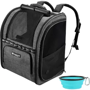 Backpack Carrier with Breathable Mesh, Pet Carrier Backpack for Cats/Small Dogs,  Carrier Backpack,    Design for Travel/Hiking/Outdoor/Vet/Walk-Dark Grey