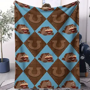 Lively Cute Printing Facecloth Blanket, Children'S Cartoon Monkey Bedding Cartoon Monkey Bedding Three-Piece Set, Soft and Comfortable, Suitable For All Seasons