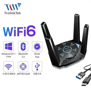 USB WiFi Adapter for Desktop Computers, Ax1800 WiFi 6, Dual Band 2.4GHz/5.8ghz, 4x5dbi High Gain Antennas, Compatible with Windows 10/11, USB Dongle