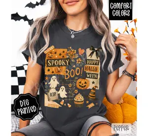 Halloween Collage Shirt Comfort Colors, Trendy Women's Tshirt