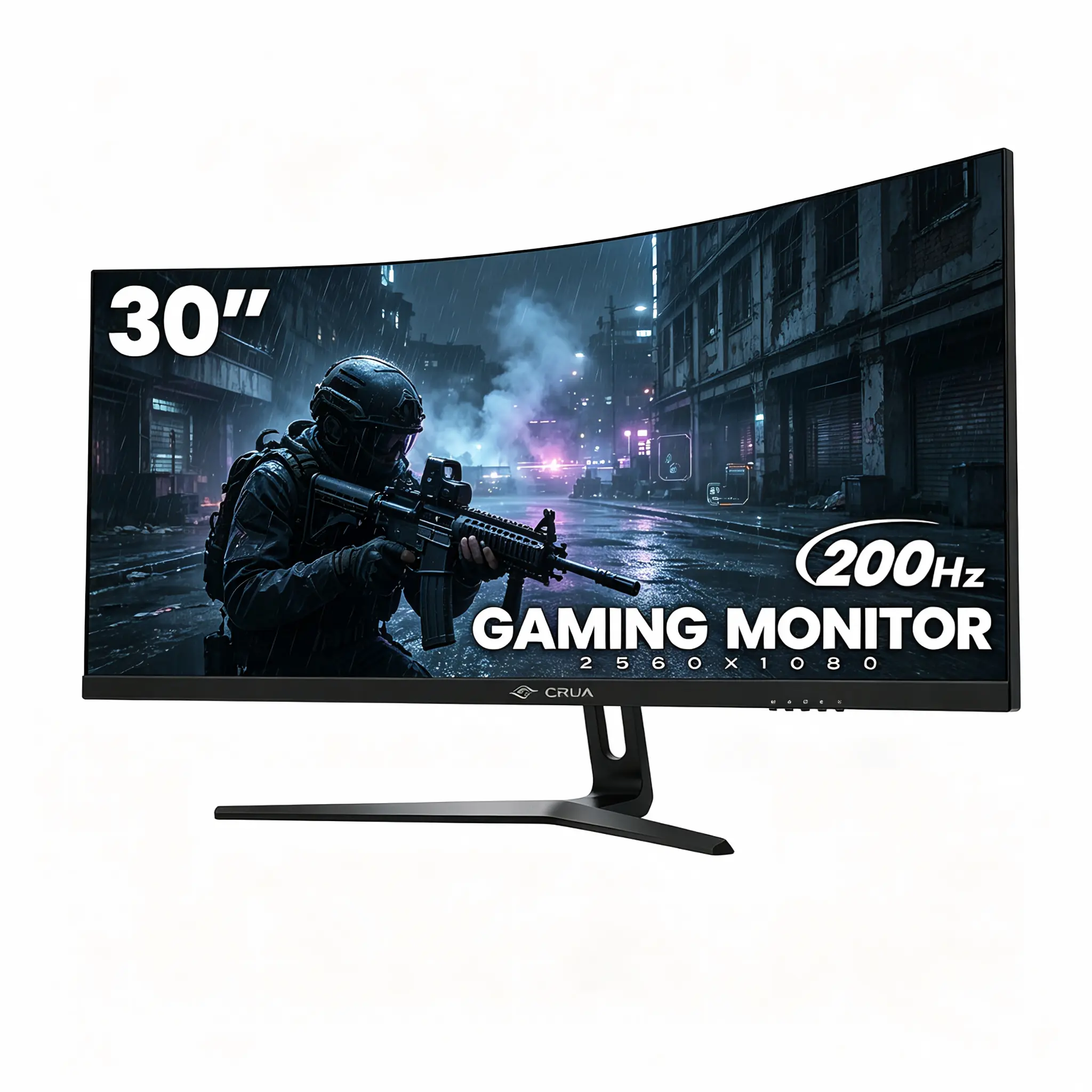 CRUA 30‑Inch 21:9 Ultrawide Curved Gaming Monitor, 2560x1080 FHD 200Hz VA 1500R Curvature, FreeSync 120% sRGB, HDMI 2.0 DP 1.4 3.5mm Audio Jack, 100x100 VESA for Gaming Movies Multitasking Office