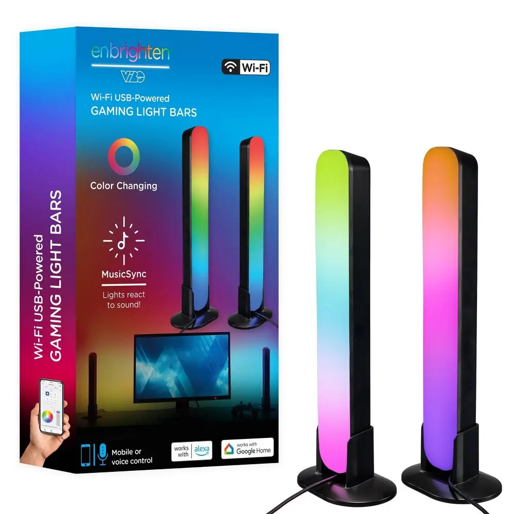 Enbrighten Vibe Wi-Fi Spectrum RGBIC Gaming Light Bar with Music Sync and Color Changing: Indoor LED Effects USB Powered
