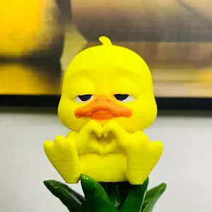 1 Count Lazy Duck with Heart Hands - 3D Printed Decor Figurine, Car Desktop Decor for Car Dashboard, Desk & Home, Relaxing Gift for New Year, Birthday, Road Trips & Jeep Fans