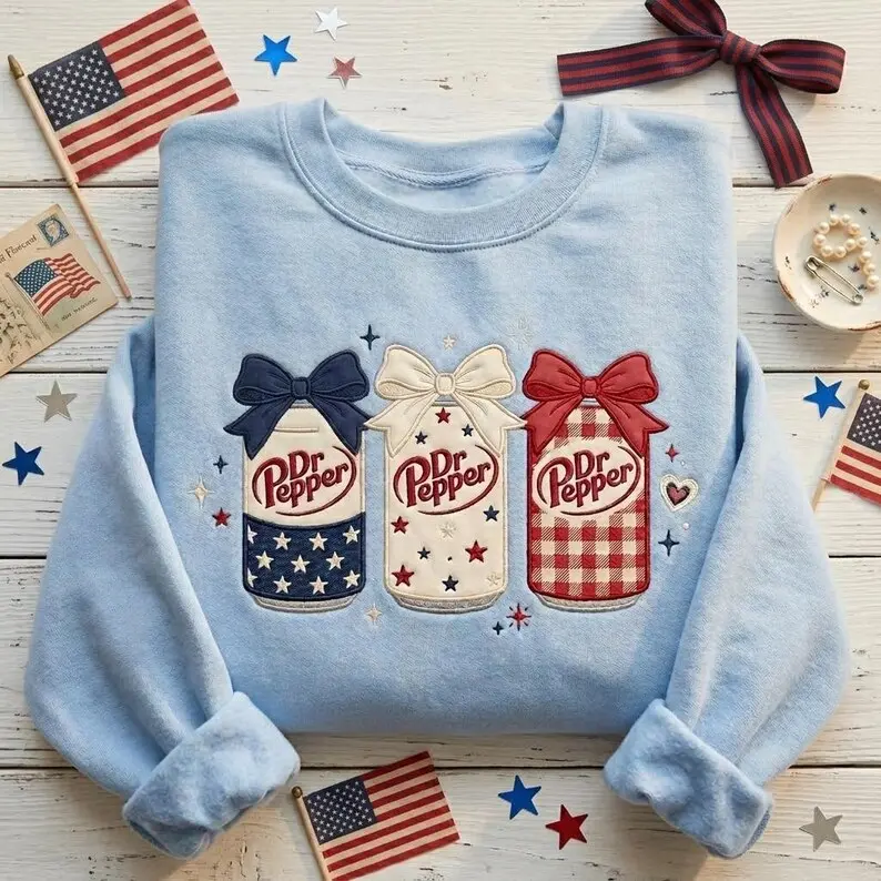 Dr Pepper Patriotic Embroidered Sweatshirt,250 Years Patriotic, Fourth July Tee, Independence Day Gift Shirt