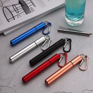 Metal Aluminum Storage Tube Set, Stainless Steel Collapsible Straw Packaging Tin Can Cover (1pc), Durable & Portable Design