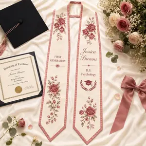 Personalized Graduation Stole For Her, First Generation Graduation Stole, Custom Grad Sash, College Graduate Stole, Class of 2026 Gifts