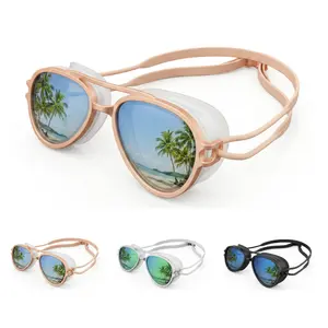 Stylish Retro Adult Swim Goggles, Adjustable Strap, Anti-Fog & Leakproof Design, Comfortable Wear with Storage Box for Summer Swimming