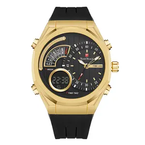 Men's watch, business and fashionable, Valentine's Day gift, gold quartz watch, multi-function wristwatch, chronograph, quartz movement, luminescent display, week and date display, waterproof, suitable for daily wear, comes with gift box TT6026