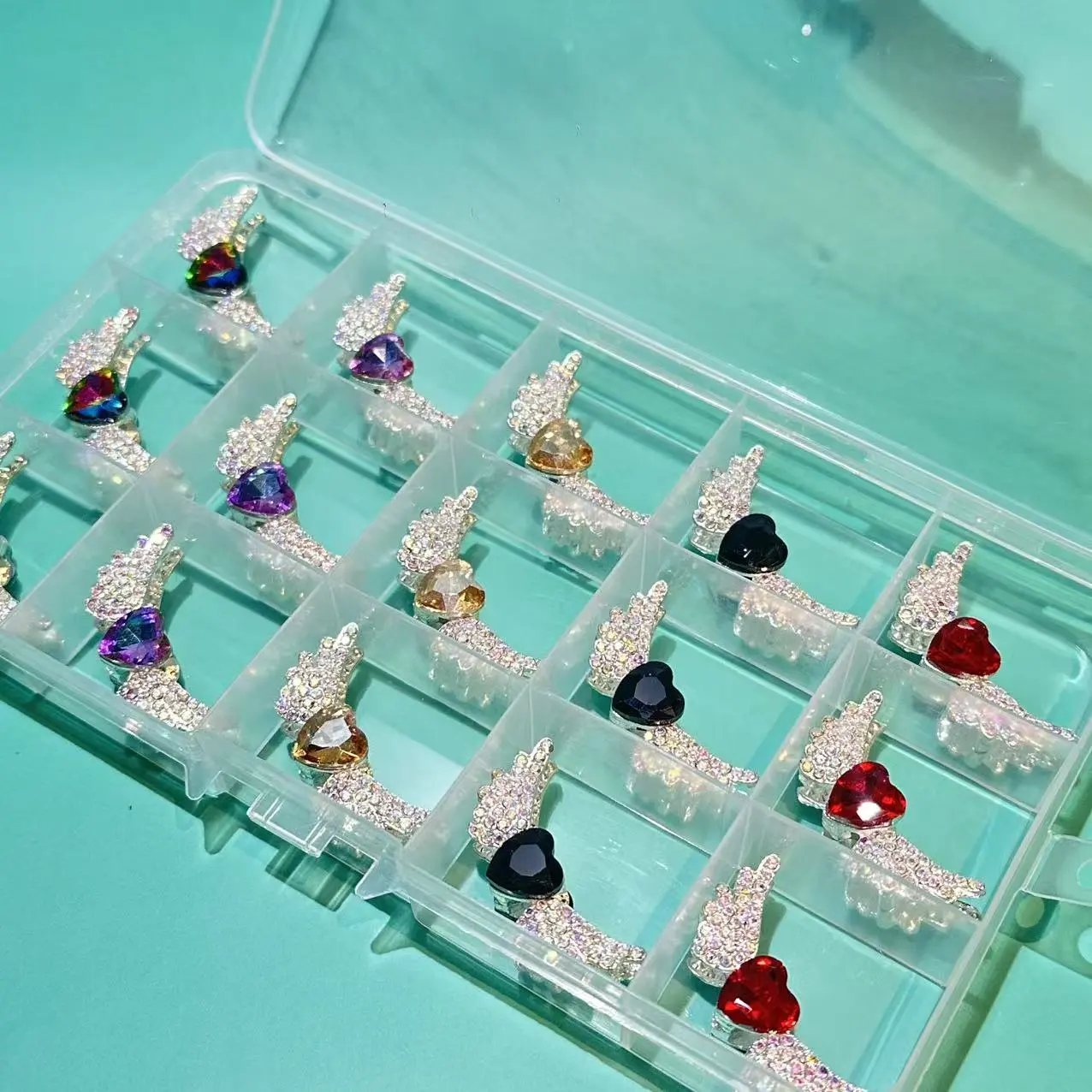 【B106】【Love Heart Wing Metal Beads 】10mm Rainbow Mix For DIY Pen/Jewelry Making