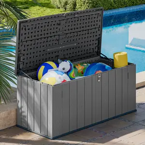 AOXUN 160 Gallon Outdoor Storage Box - 21 Cu.ft /35 Cu.FtHDPE Waterproof Deck Box, Lockable & Spring-Assisted Lid for Patio Garden Pool Cushions Tools Gray,summervibes