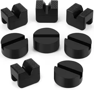8 Pcs 2 Types Jack Stand Pads Adapter Universal Slotted Frame Rail Pinch Welds Protector Rubber Jack Pad for Jack Stand Accessories