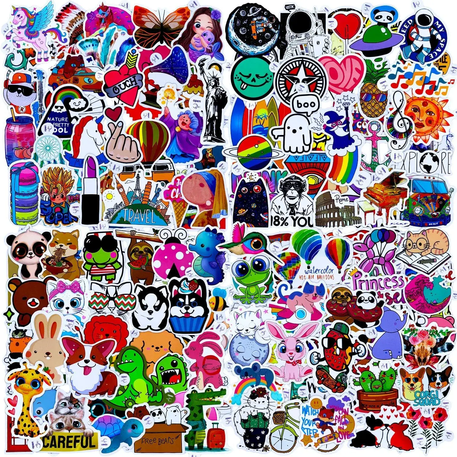 200 Pcs Cute Sticker Pack, Waterproof Vinyl Stickers for Water Bottles Laptop Phone MacBook Scooter Scrapbook Journal Skateboard Cup Luggage Suitcase Guitar Mug Planner Book Bike etc