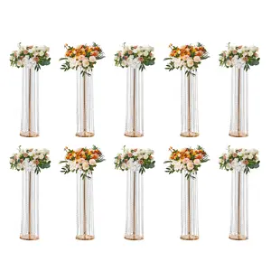 VEVOR 10PCS 35.43inchTall Crystal Wedding Flowers Stand, Luxurious Centerpieces Flower Vases Crystal Gold Vase Metal, Perfect for T-stage Wedding Party Ceremony Dinner Event Hotel Home Decor