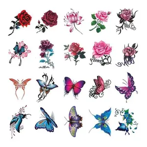 BAGHPBM 20/50pcs Waterproof Tattoo Sticker Sexy Simulation Flower Butterfly Ankle Clavicle Rose Tattoo Sticker Temporary Tattoos Fake Tattoos