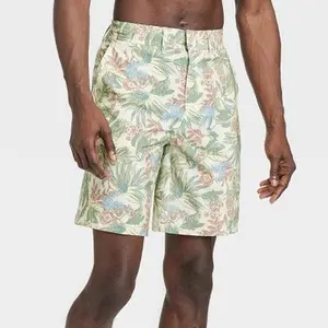 Goodfellow & Co Men's 9" Tropical Floral Print Hybrid Swim Shorts - 4-Way Stretch, Water Repellent, UPF 50+ Swimtrunks with Pockets