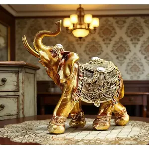 Lucky Elephant Statue,Elephant Decor,Elephants Figurine for Home Decor Unique and Ornament for Living Room,Table Centerpiece Shelf and Office Adds(Resin Craft)