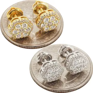 Moissanite 925 Sterling Silver or 14k Gold Vermeil 8mm Cluster Screw Back Stud Earrings