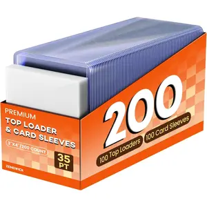 200 Card Sleeves Top Loaders for Cards, 3" x 4" Hard Plastic Toploaders, Baseball Card Protectors, Trading Card Holder for Football Sports Cards (100 Toploaders + 100 Penny Sleeves)