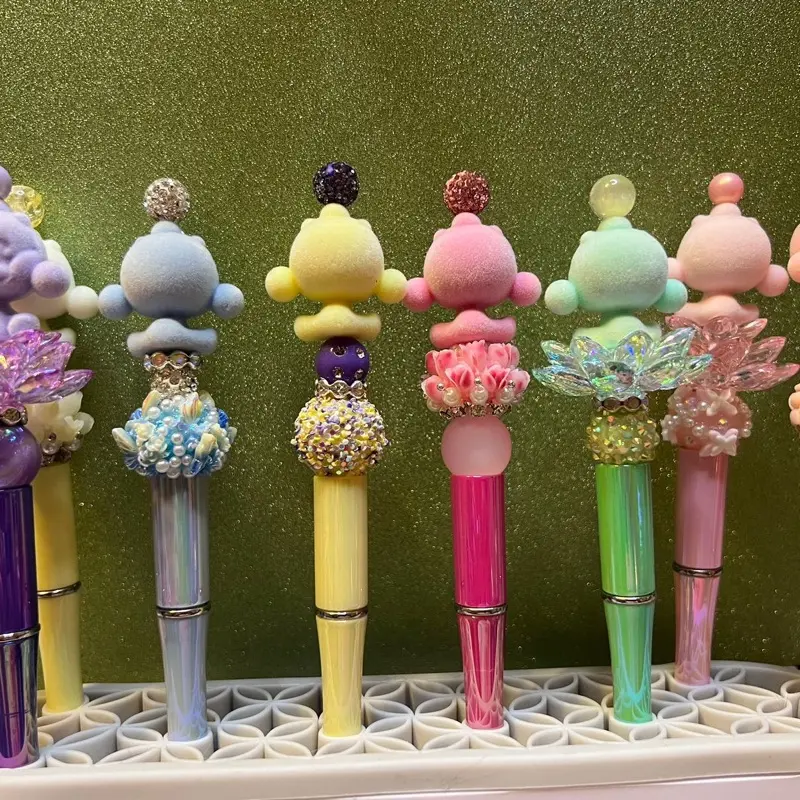 Beaded Pens medium  Character Toppers - Colorful Design with Unique Characters and Decorative Elements