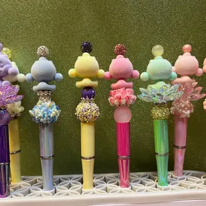 Beaded Pens medium  Character Toppers - Colorful Design with Unique Characters and Decorative Elements