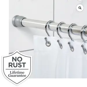 Chrome Easy Hang Rustproof Aluminum Extra Long Shower Curtain Rod, 50" - 86"