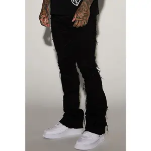 In All Ways Fray Stacked Skinny Flare Jeans - Black